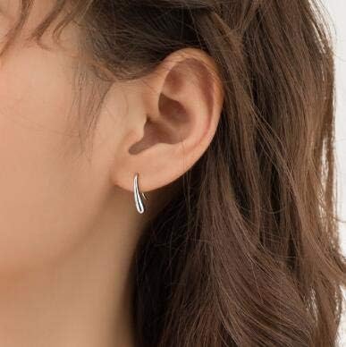 Miniatura 3 de Aretes de gota de lágrima para mujer, pequeños chapados en plata de ley, aretes colgantes clásicos de aro de hilo, Metal