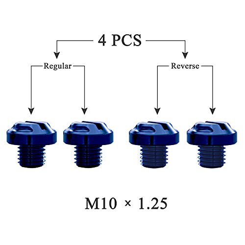 Image of AVERZELLA 4pcs Motorcycle Blue Mirror Hole Plugs 2 Regular+2 Reverse M10x1.25 (Blue, M10>2 regular + 2 reverse)