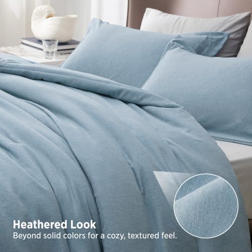 Image of Bedsure Queen Comforter Set - Storm Blue Soft Bedding for All Seasons, Cationic Dyed Bed Set, 3 Pieces, 1 Queen Size Comforter (90 inchx90 inch) and 2 Pillow Shams (20 inchx26 inch+2 inch)
