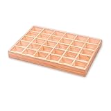 The Display Guys - Stackable Jewelry Tray and Organizer - for Drawers, Dressers, Store Display (30 Compartments, Natural Wood)