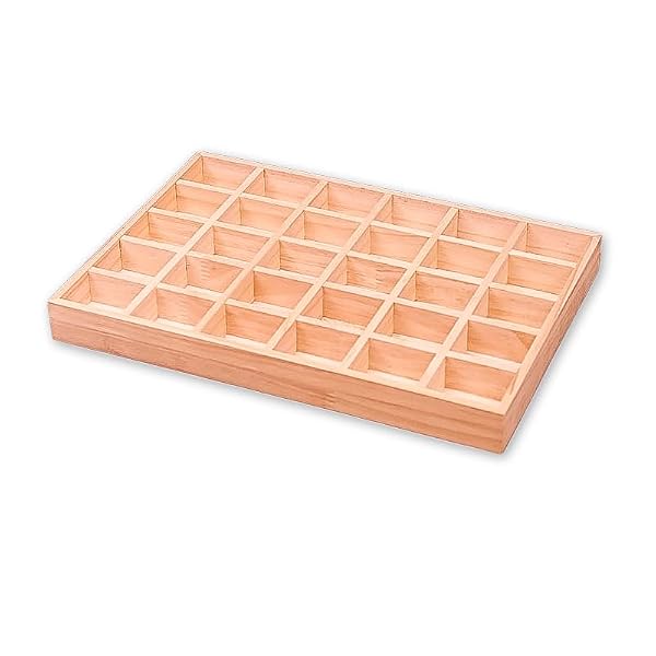 The Display Guys - Stackable Jewelry Tray and Organizer - for Drawers, Dressers, Store Display (30 Compartments, Natural Wood) by TheDisplayGuys For Your Modern Living - Used condition - US$17.37