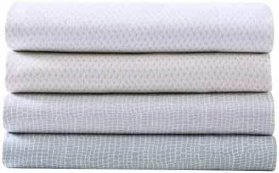Tommy Bahama- Queen Sheet Set, 6-Piece Set, Luxurious Sateen Cotton-Rich Bedding Set, Tropical Home Décor with Bonus Pillowcases (Lago Croco Tile Grey, Queen)