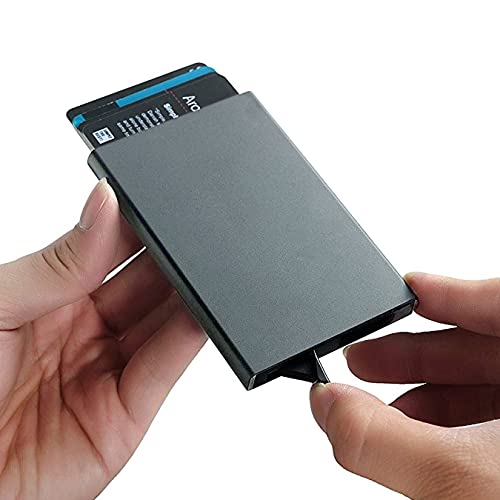 SNDIA Grey Metal RFID Metal RFID Blocking Aluminum Pop Up Smart Credit Debit ATM Card Holder Case Wallet for Men Women (6x0.9x9.5 cm) 6 41i2PXwIglL