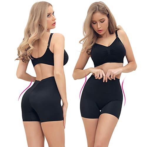 SLIMBELLE Slip Shorts for Under Dresses Seamless Womens Sike Shorts Shaper Underwear Black L - Thumbnail 4