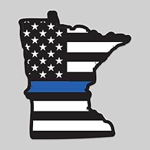 2-Pack Minnesota State Outline American Flag Overlay Thin Blue Line Vinyl Decal Sticker | 5-Inches | Premium Quality Vinyl Decal | Laminated with UV Protective Laminate | PD2816