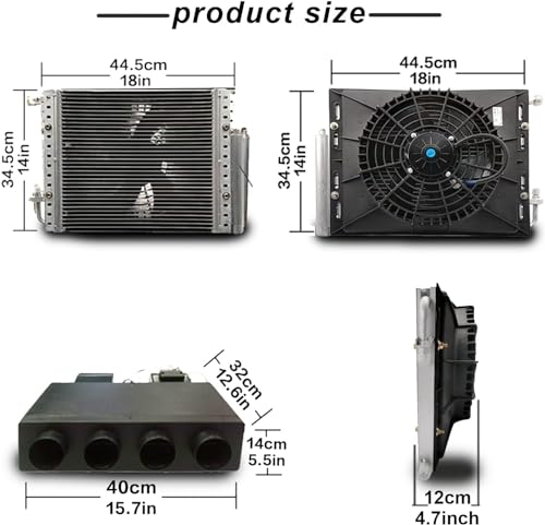 Aspligo 12v mini Air Conditioner 12 volt Universal Under Dash ac Kit Fit for Car Semi trucks Motorhome Crane Tractor SUV Camper Van Auto RV Truck