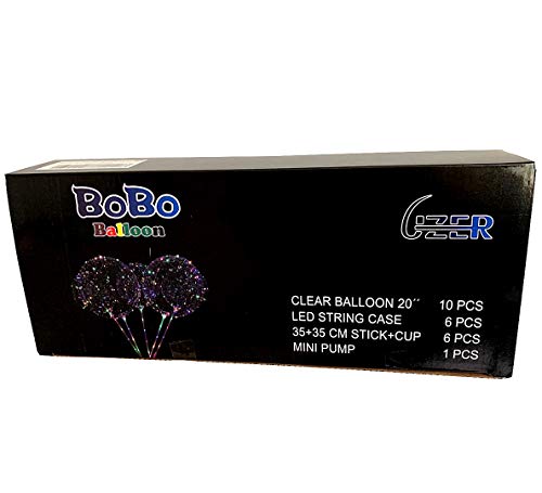6 Packs Led Light Up Bobo Balloons With Stick,3 Levels Flashing Led String Lights,20 Inches Bubble Balloons, Air Pump, For Christmas Birthday Party Decoration #TOP1