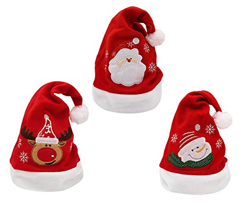 Pack 6 Gorros Papá Noel, Navidad, Modelo: Santa Claus, Alce, Muñeco de...