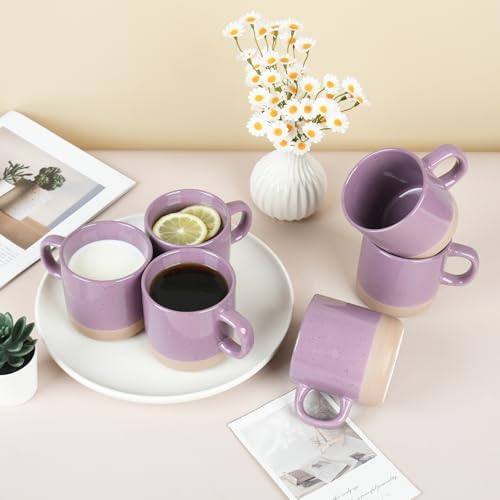 BYCNZB 12 oz Coffee Mug Set for 6, Tea Cups with Handle for Coffee, Tea, Cocoa, Milk (Purple) by BYCNZB - Image 7
