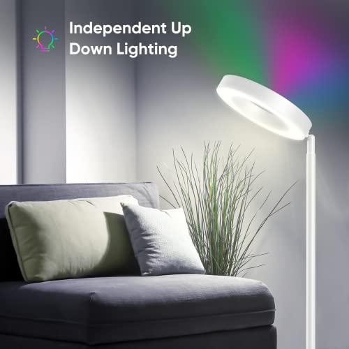 Banord Floor Lamp, Smart Rgbw Led Torchiere Floor Lamp With Double Side Lighting, Wifi Modern Standing Lamp Works With Alexa, 2700-6500K Color Changing Dimmable Tall Lamps For Living Room Bedroom, 42W #TOP1