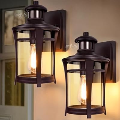 Lamomo Porch Lights Outdoor Bronze, 2-Packs Dusk to Dawn Wall Light Fixtures, Exterior Front Sconces Wall Mount Lighting, Waterproof Anti-Rust Outside Lights for House, Garage, Entryway
