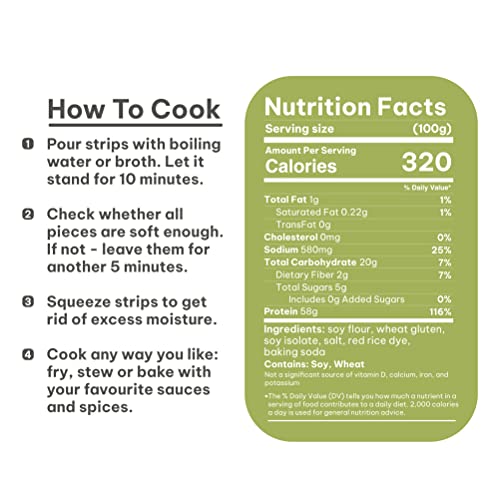 Feefi Plant Based Protein Organic Strips - Beef Texture High Protein Soy Beans, Vegan Meat Substitutes - 58G Protein Per Serving, Non-Gmo – 8.8Oz, 1 Pack #TOP2