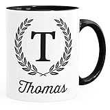 SpecialMe® Namenstasse personalisierte Kaffee-Tasse mit Namen Buchstabe persönliche Geschenke für Männer Bürotasse Inner-Schwarz Keramik-Tasse