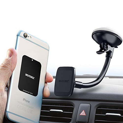 WUTEKU Magnetic Windshield Cell Phone Holder Kit for Car - Works on All Vehicles, Phones and Tablets - Best Strongest Suction Cup - Compatible with Phones XR XS X 8 7 and Galaxy S10 S9 S8 and More