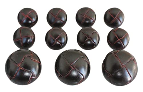 11 Pieces Genuine Leather Blazer Button Set - Dark Brown ...