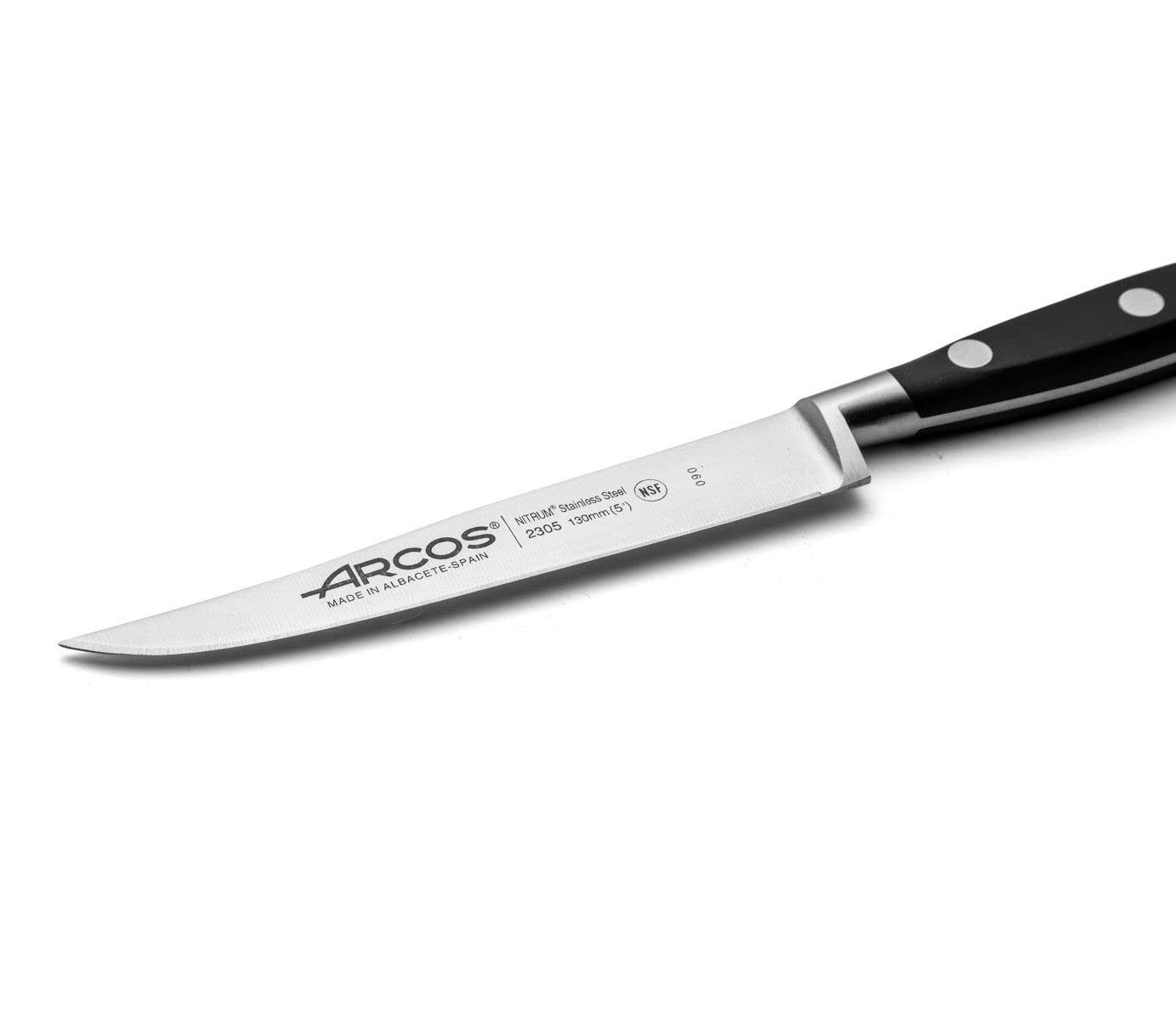 Arcos Serie Riviera - Juego 4 Cuchillos Chuleteros - Hoja de Acero Inoxidable Forjado NITRUM 130 mm - Mango de Polyoxymethylene (POM) Color Negro