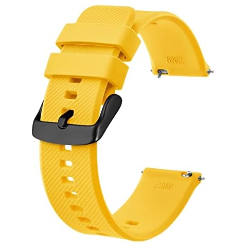 BISONSTRAP Correa de Reloj de Silicona Amarilla con Hebilla Negra Cover