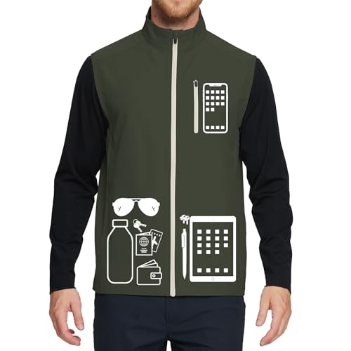 Image of M MAELREG Mens Vests Outerwear Windproof Lightweight Softshell Vests Zip Pockets Sports Sleeveless Jacket Golf Vests for Men