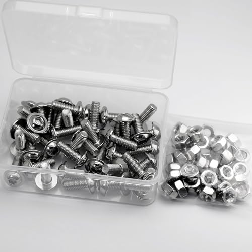 (40 pcs) M6 x 16mm Hex Socket Screws with Flange and Nuts Set 304 Stainless Steel Pan Head Screws, silver tone, M6x16mm (40 Pieces) - Image 3