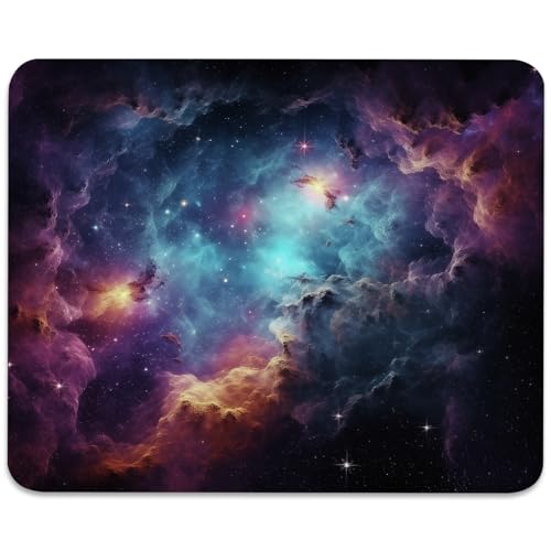 Galactic Nebula Starscape Mouse Pad - Explore The Universe from Your Desk, Stitched Edges Non-Slip Rubber Base Mouse Pads for Computers Laptop