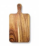 Small Acacia Wood Cutting Board for Kitchen (13'' x 7''), Wooden Cutting Board with Handle, Charcuterie Board, Cheese Board, Decorative Wooden Serving Board (1, Acacia Wood Color, 13'L x 7'W)