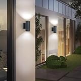EBION Outdoor Wall Lights,Up Down Outside Lights Mains Powered IP65 Waterproof,Aluminium Black Exterior Wall Sconce,Garden Wall Lamp for Front Door,Garage,Porch,Patio,GU10 Socket (Bulb not inc.) - Image 7