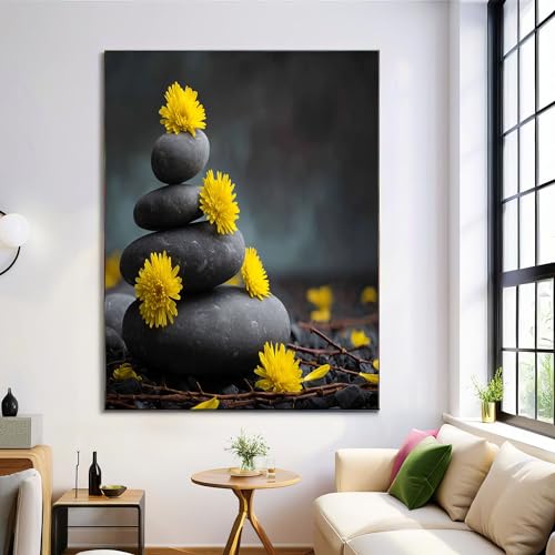 Paneles decorativos de flores amarillas para un salón moderno y acogedor de 60x80 cm