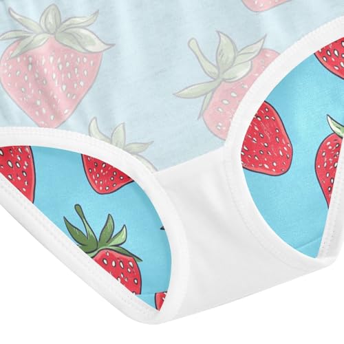Wusikd Strawberries Girls' Underwear Cotton Blue Girls Briefs Soft Toddler Underwear 2T 5