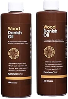 Furniture Clinic Danish Oil for Wood - Premium Oil to Enhance The Natural Beauty of Oak, Pine & More - Seal & Protect for a Satin Finish. 2 x 500ml