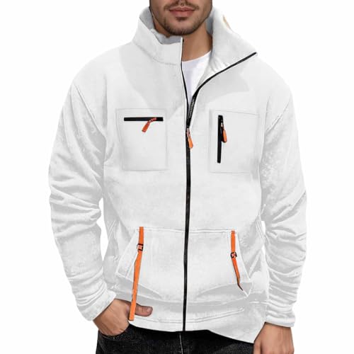 Veste polaire lavée homme blanche SKFLABOOF veste de loisirs d'extérieur col montant S