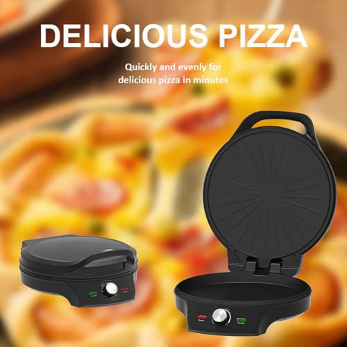 Indoor Pizza Oven, 2000W Portable Pizza Oven, 32cm Large Diameter, Indoor Pancake Maker with Non Stick Surface, Dual Heating Elements, for Making Pizzas, Arabic Bread, Quesadillas, for Home Kitchen