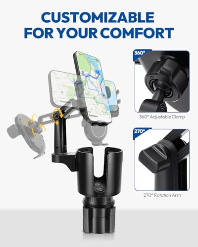 Portavasos para carro y soporte de celular ajustable 2 en 1 miniatura 6