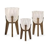 IMAX Vases On Wood, Floralwhite