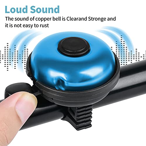 Xthuge Classic Bike Bell, Aluminum Bicycle Bell, Loud Crisp Clear Sound Bicycle Bike Bell for Adults Kids(Blue-Left Hand Use)