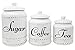 Kovot 3 Piece Ceramic Canister Set With Air-Sealed Lids & Bonus Decal Labeling Stickers - Ivory White With Antique-Style Finish 3 Sizes (108oz, 86oz, & 40oz)