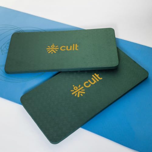 Image of CULT EVA Yoga Knee Pads for Men & Women (Pack of 2) Green 20mm Thick Non-Slip Joint Support Cushion for Yoga, Pilates, Meditation & Floor Exercises Lightweight, Durable & Portable Fitness Accessory