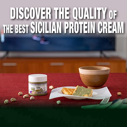 SICANIA Premium Pistachio Protein Sweet Cream, 7.05 oz (200g) - 100% Italian Made - Guilt-Free Indulgence - Gluten-Free, Non-GMO, Palm Oil Free & Sugar Free - Gourmet Spread for Desserts, Pastries