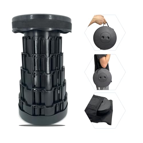 BEYOURCHOI 折り畳みキャンプ椅子 アウトドア 5段階高さ調節 一秒開閉可能 伸縮式スツール 防水 (ブラック)