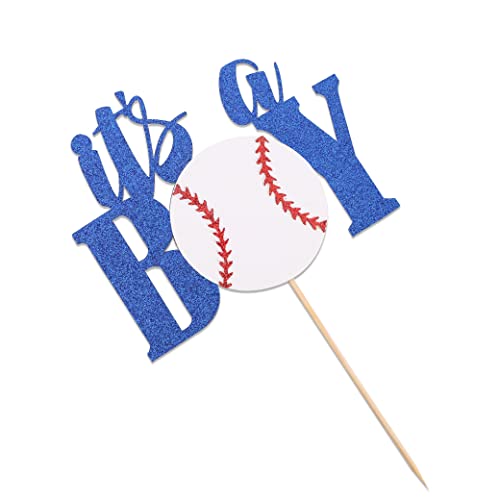 Baseball It's A Boy Cake Topper - Blue Glitter Baby Shower Cake Topper, Baseball Theme Baby Shower Decorations For Boy, Oh Boy Cake Topper #TOP5