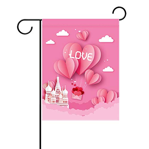 Sunny seat Happy Valentine's Day Gartenflagge mit pinkem Herz, Valentinstagsdekoration für Haus, Hof, doppelseitig, rotes Liebesherz, 30,5 x 45,7 cm Cover