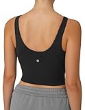 Colorfulkoala Dreamlux Womens Padded Sports Bra High Neck U-Back Yoga Running Workout Athletic Tank Top with Removable Cups(S, Black)
