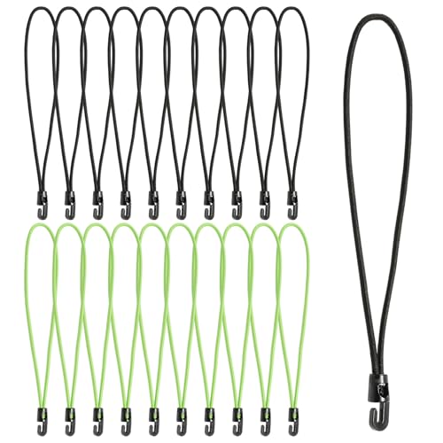 XIANGLE Bungee Loops with Mini Hooks, an Upgraded Replacement for Ball Bungee Cords & mini Bungee Cords (Green, 20 Pcs, 10 inch)