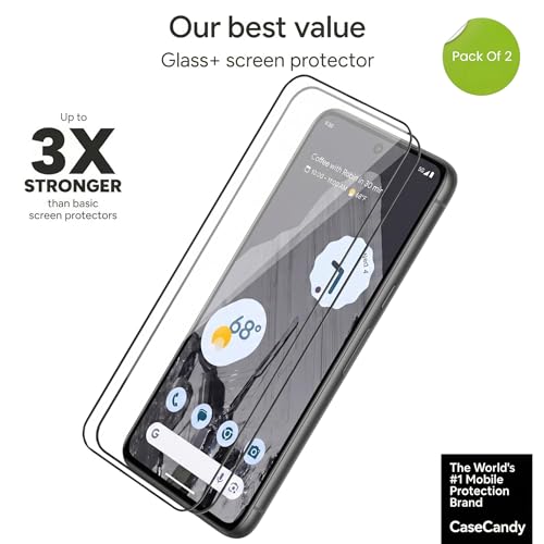 Image of Casecandy - (Pack 2 Tempered Glass Screen Protector For Pixel 8 Pro | Tempered Glass Screen Guard Compatible For Google Pixel 8 Pro - 9H Hardness /HD /Fingerprint Working