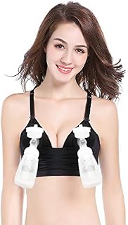Rufun Hands-Free Breastpump Bra Breastfeeding Soft Cotton for Maternity Nursing Black