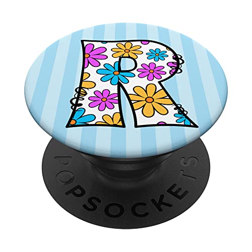 Retro Groovy Daisy inicial R letra monograma nombre floral Y2K PopSockets PopGrip Intercambiable