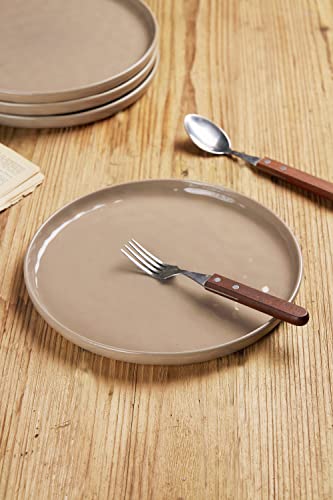 Famiware Mars 6 Pieces Dinner Plates, 10.25 Inch Plate Set, Scratch Resistant, Stoneware Dinnerware, Kitchen Modern Rustic Serving Dishes, Cinnamon Brown #TOP1