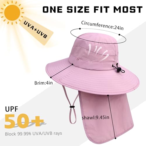 Image of Sun Hats for Men Women, UPF50+ Protection Safari Hat,Wide Brim Fishing Hat with Neck Flap,Bucket Hats for Beach Hiking