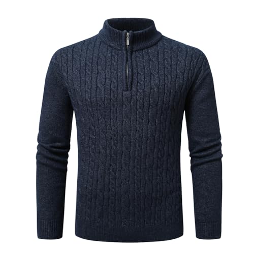 Allthemen Jersey Manga Larga 1/4 Cremallera para Hombre Suéter Punto Otoño Invierno Pullover Casual Térmico Armada L