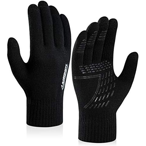 coskefy Winter Knit Gloves Touchscreen Gloves Thermal Wool Lined Texting Gloves Running Gloves for Men Women Cover