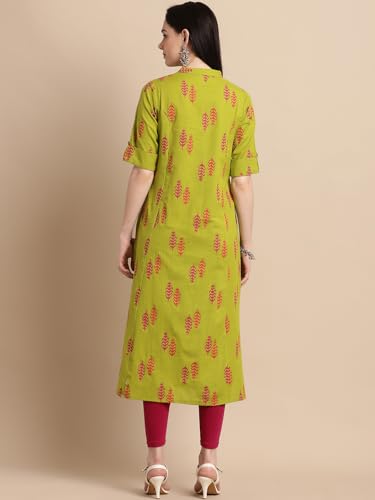 Image of Pistaa's Women's Cotton Relaxed Fit Straight Printed Kurta